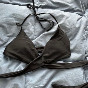 aerie black wrap bikini top